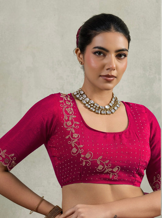 Velvet Chiffon Saree with Dual Tone Zarkan Work and Designer Blouse – Partywear Saree for Women