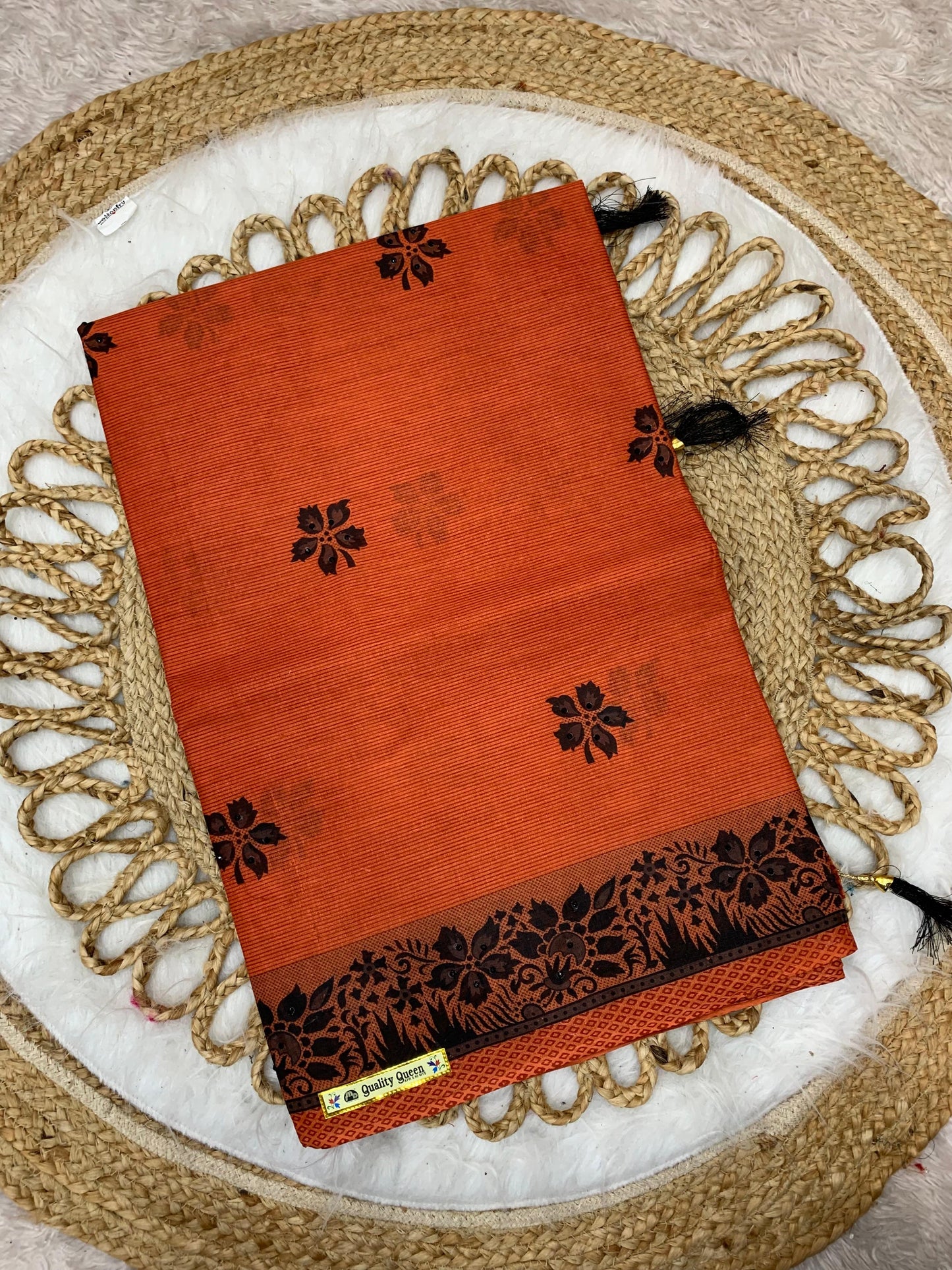 Pure Suti Cotton Saree with Traditional Batik Print – Chikko Tone and Multiple Colour Options