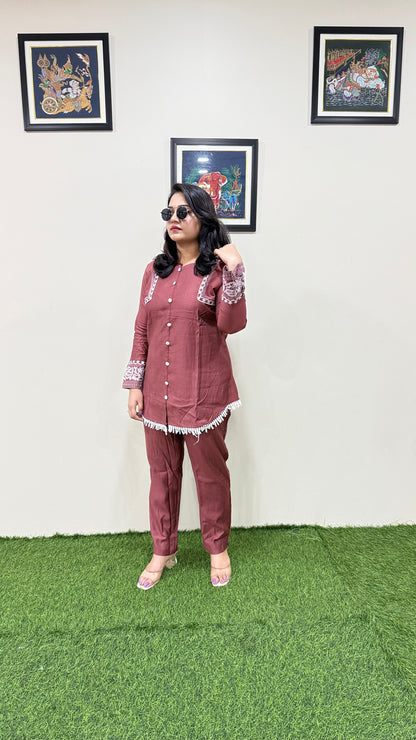 Women's Viscose Latex Co-ord Set in Trendy Solid Design – Sizes XL to 3XL