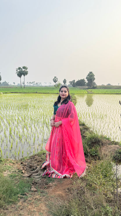 Multicolor Crepe Silk Digital Floral Printed Lehenga Choli with Dupatta for Women – XL and 2XL Sizes