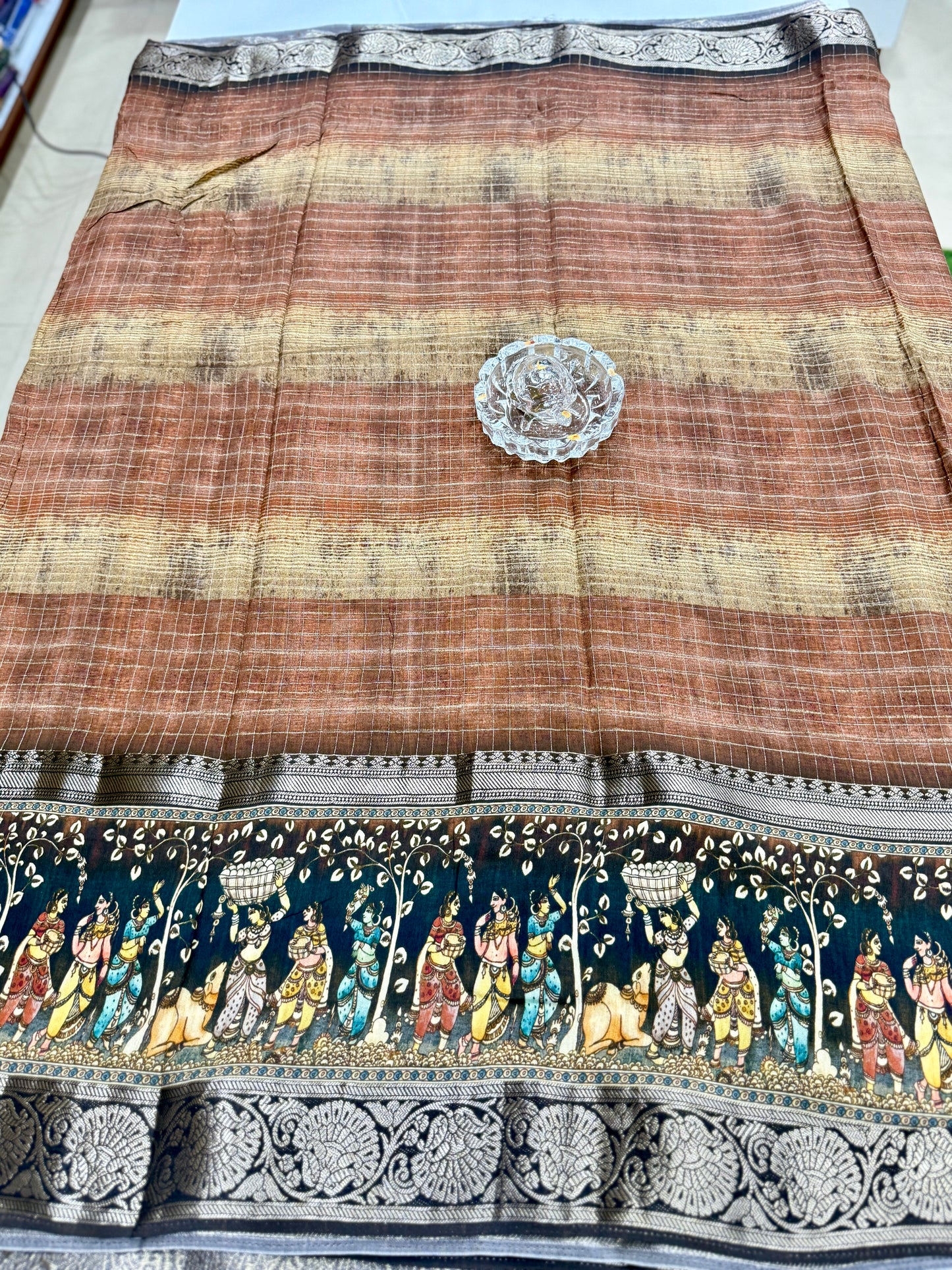 Russian Bentex Border Chittpallu Viscose Crepe Silk Saree with Zari Weaving – Festive Wear