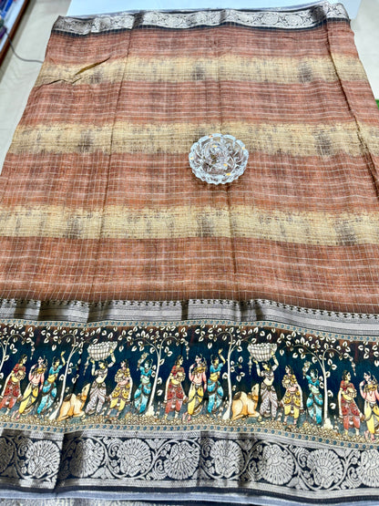 Russian Bentex Border Chittpallu Viscose Crepe Silk Saree with Zari Weaving – Festive Wear