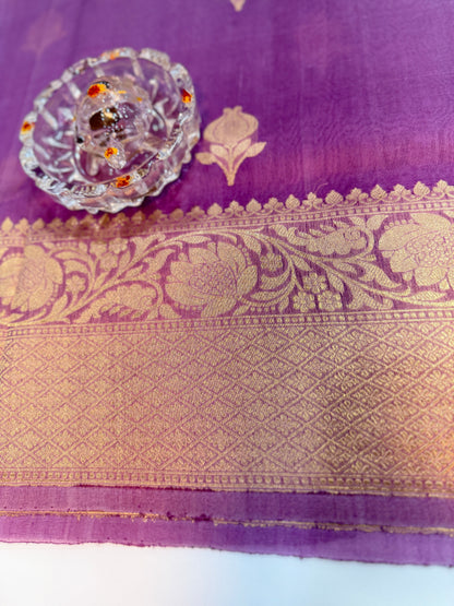 Banarasi handloom pure kora organza saree with kaduwa zari weaving and silkmark certified blouse