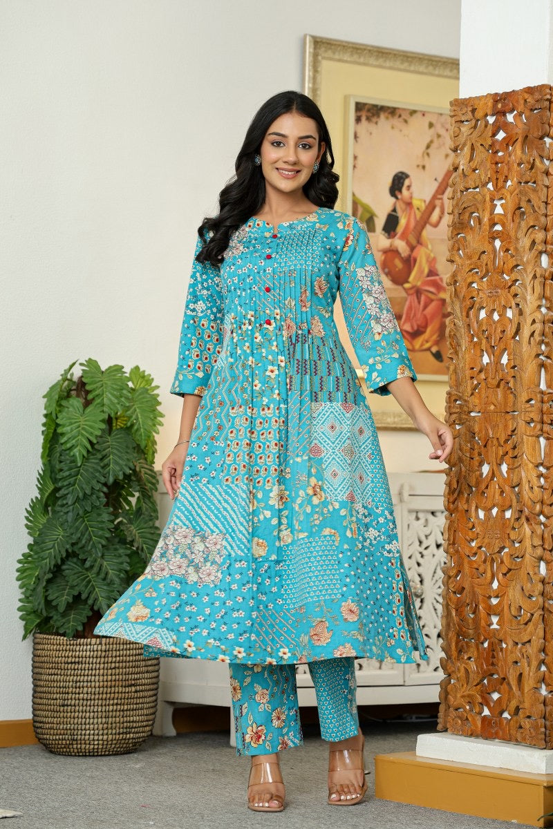 Premium Cotton Kurta Pant Set for Women with Elegant Detailing Work