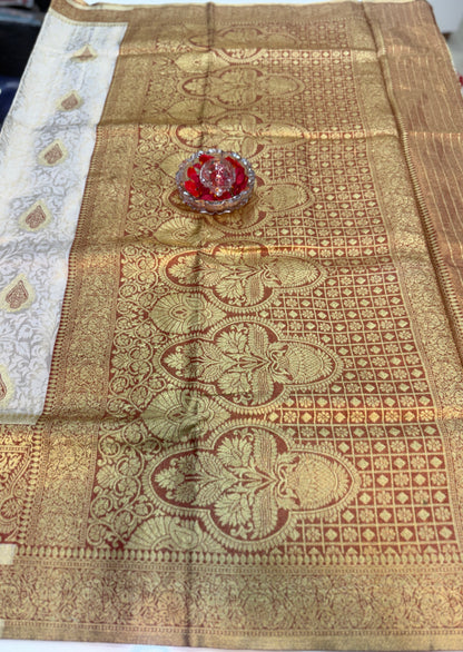 Pure Soft Silk Saree with Rich Zari Weaving and Multicolor Thread Work, Running Silk Blouse