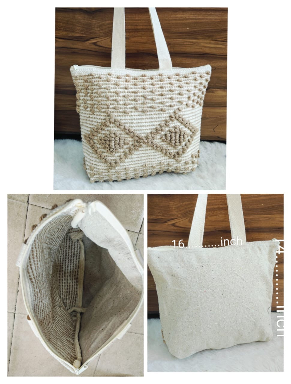 Handcrafted Boho Tote Bag with One-Side Work – Eco-Friendly Women’s Tote