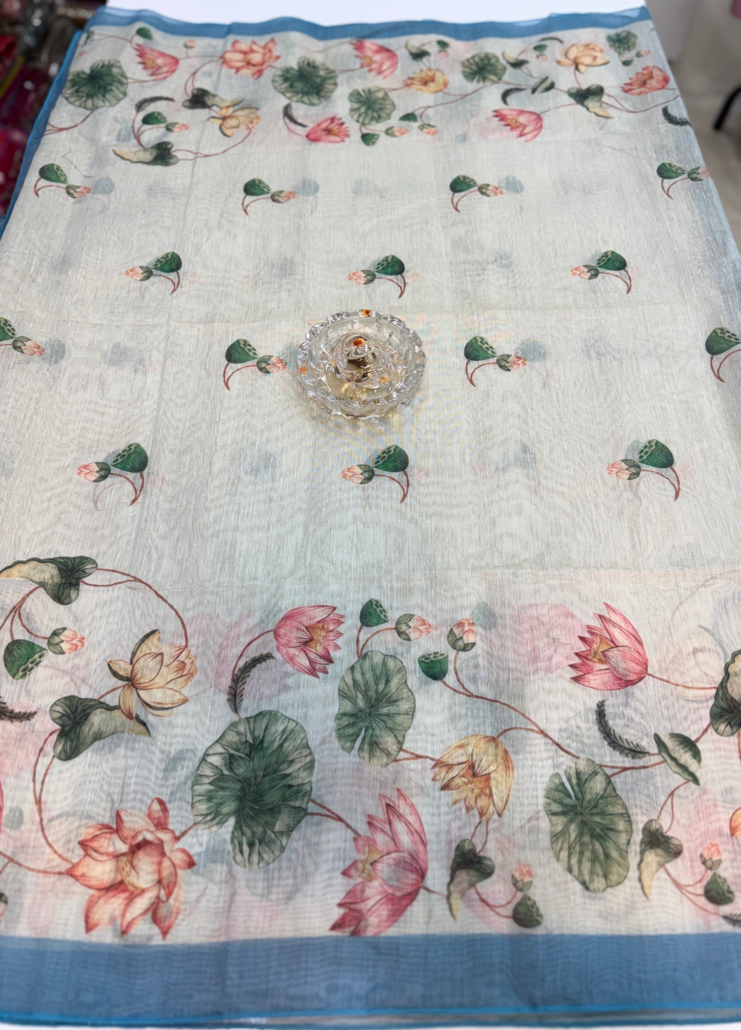 Cotton Chanderi Silk Floral Printed Saree with Blouse Piece