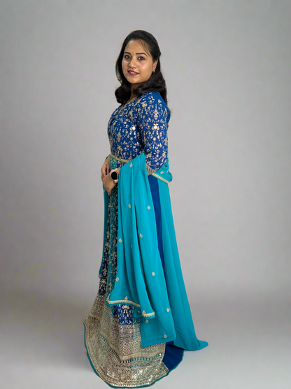 Real Georgette Free Size Embroidered Dress with Embroidered Dupatta – Festive Ethnic Set for Women