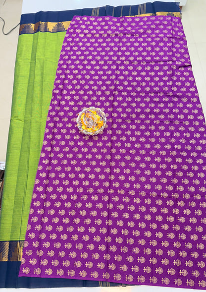 Chettinad Pure Cotton Saree with Zari Border – 80 Count, 20 Colours, 5.5m Length