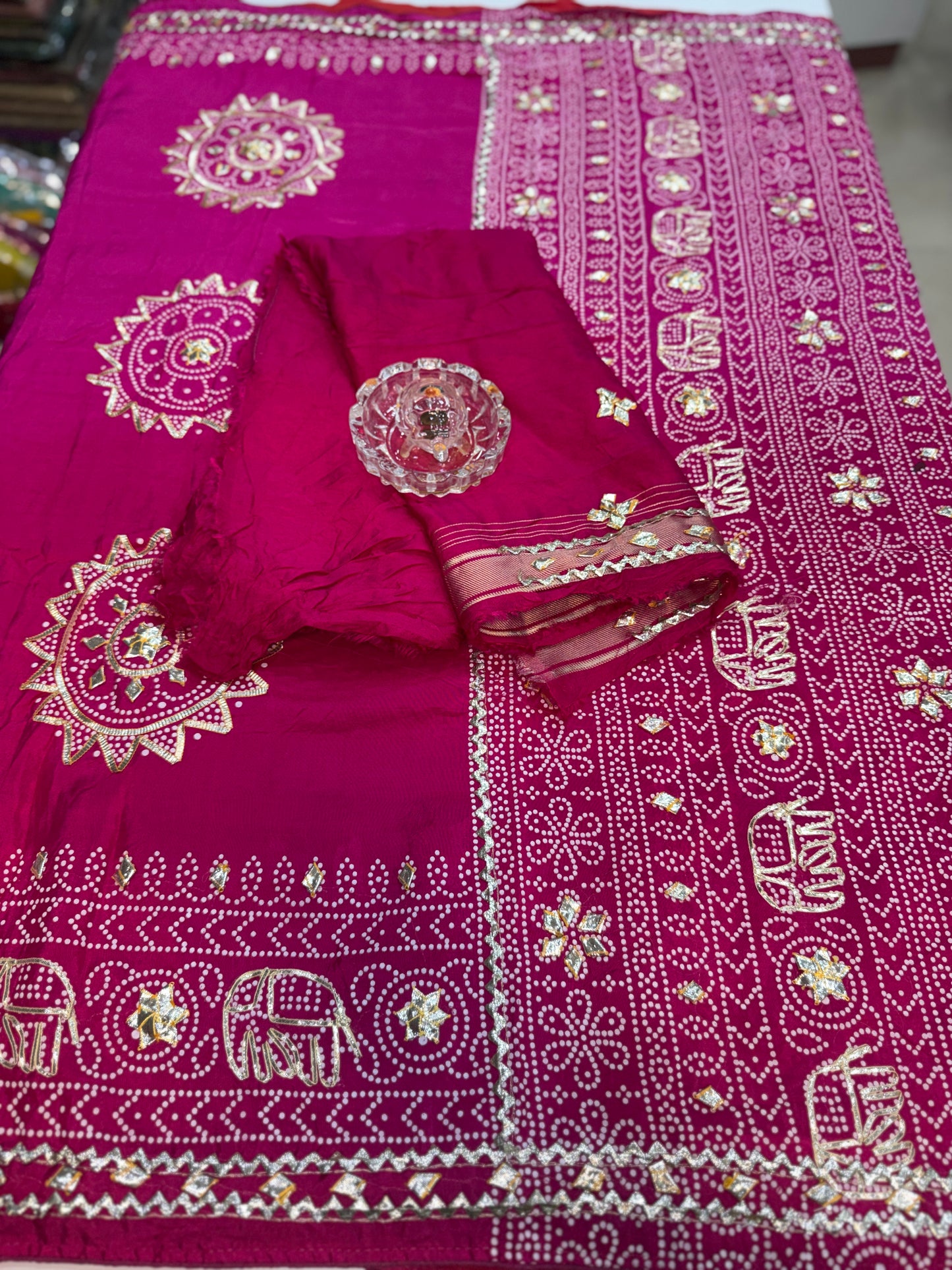 Pure Modal Silk Saree with Embroidered Border and Matching Blouse
