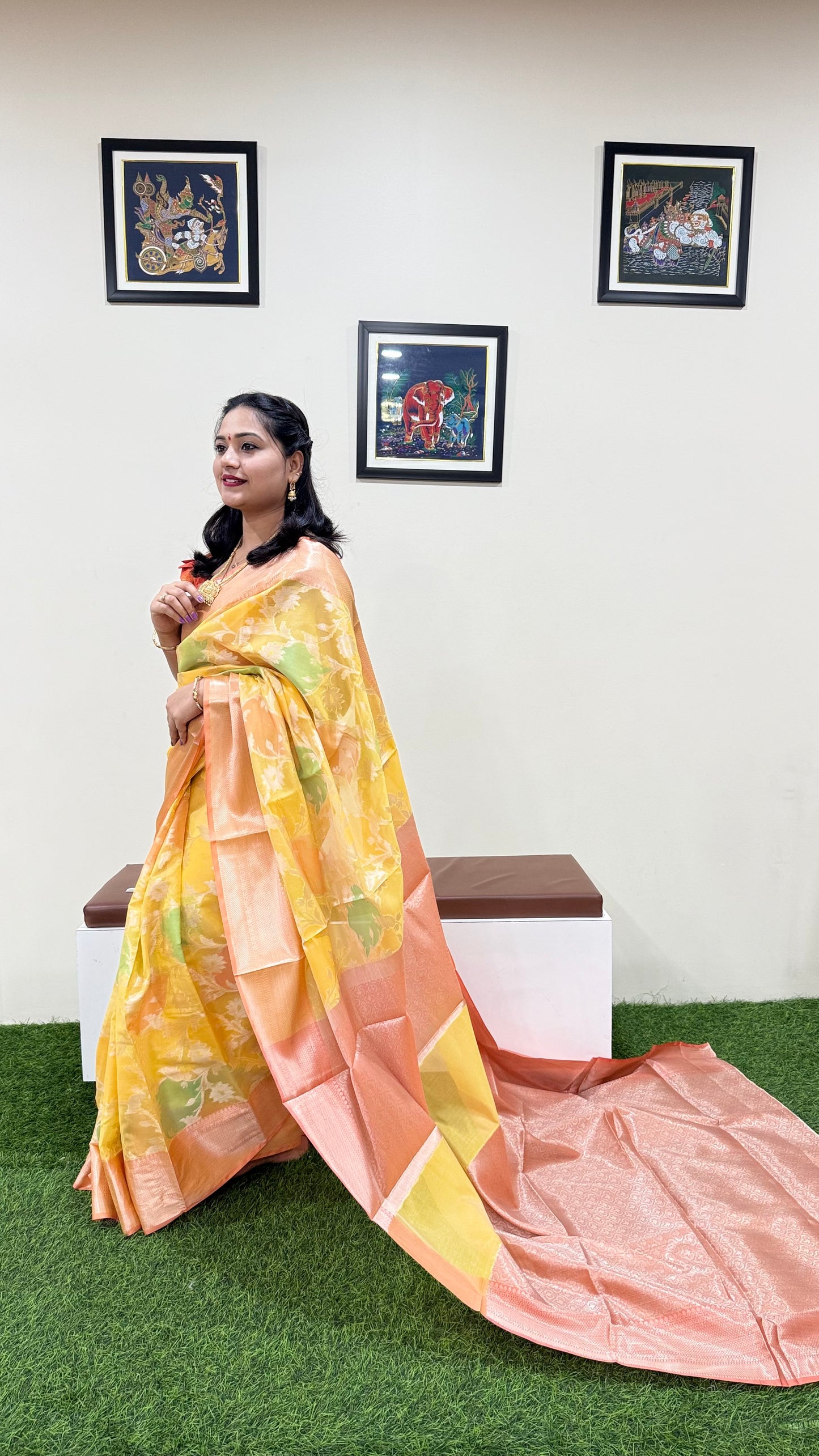 Banarasi Alfi Rangkat Silk Saree with Multicolor Gradient and Intricate Zari Weaving – Wedding Wear