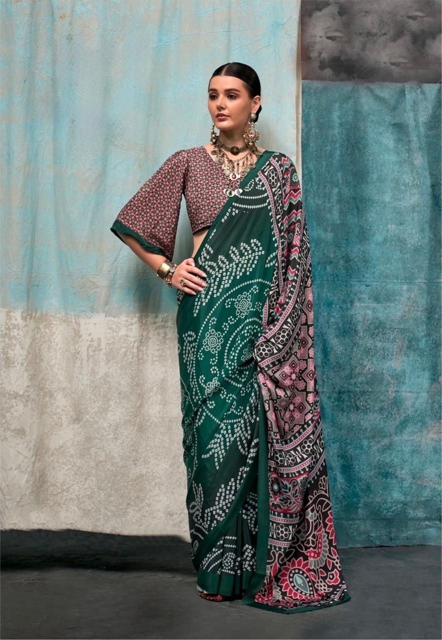 Pure Crepe Saree with Elegant Design and Matching Blouse Piece – Festive & Wedding Wear for Women