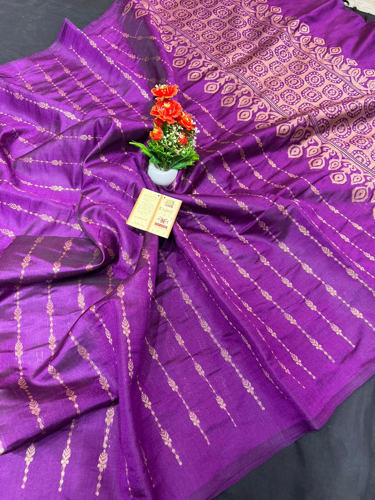 Pure Raw Silk Handloom Saree with Small Body Weave and Rich Pallu – Silk Mark Certified