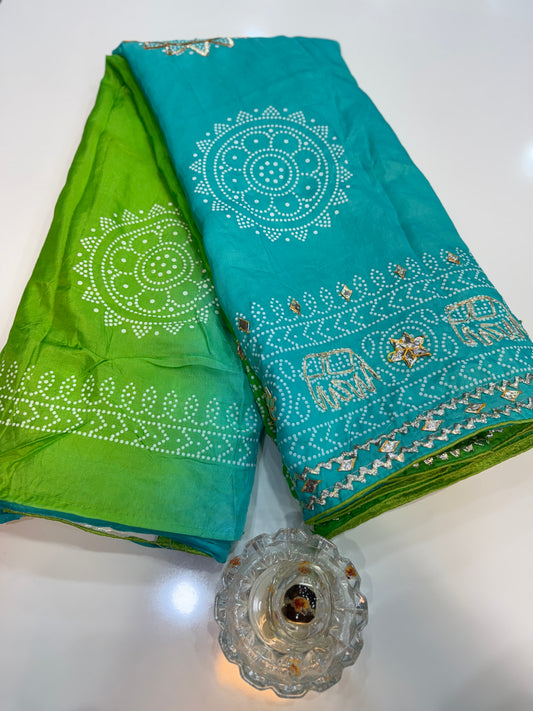 Pure Modal Silk Saree with Embroidered Border and Matching Blouse