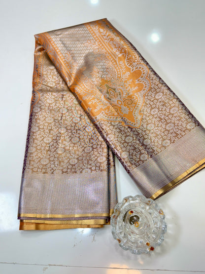 Semi Pattu Silk Saree with Zari Border and Contrast Pallu for Women