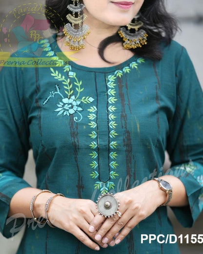 Embroidered Kurti Pant Set for Women – Elegant 2-Piece Ethnic Wear – Sizes 40 42 44