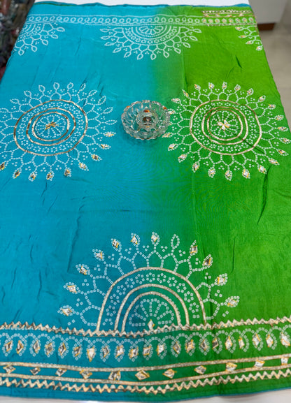 Pure Modal Silk Saree with Embroidered Border and Matching Blouse