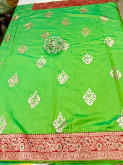 Premium Silk Saree with Zari Weaving and Heavy Work Blouse – Women’s Wedding and Festive Saree