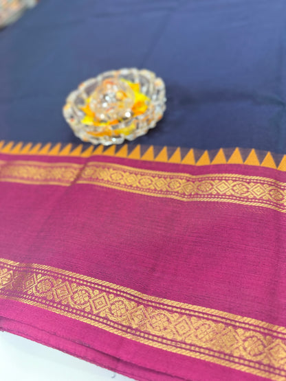 Chettinad Pure Cotton Saree with Zari Border – 80 Count, 20 Colours, 5.5m Length