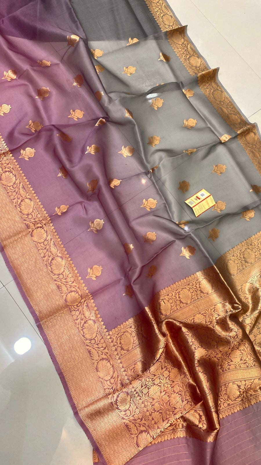 Banarasi handloom pure kora organza saree with kaduwa zari weaving and silkmark certified blouse