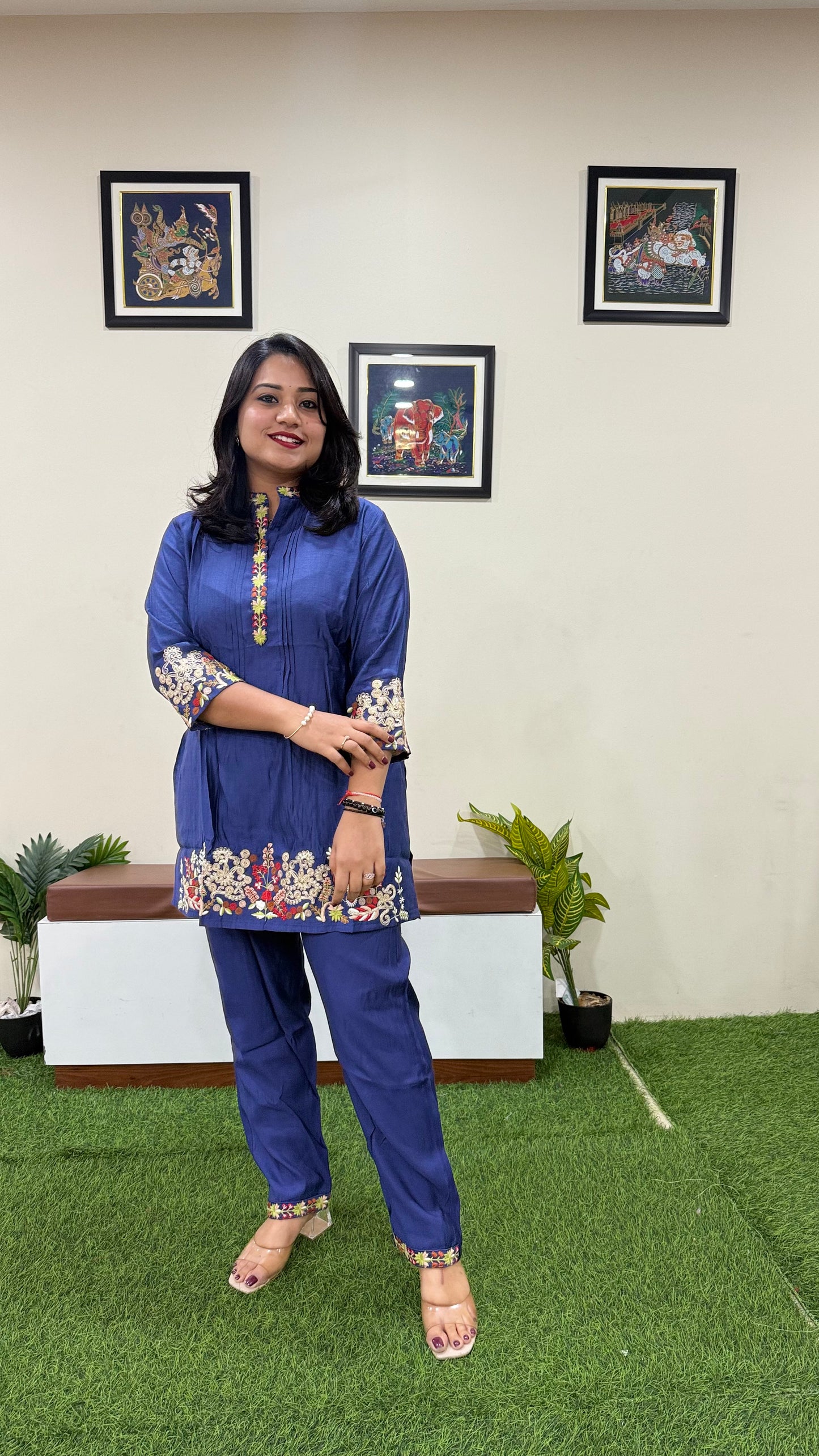 Women's Viscose Vatican Silk Co-ord Set with Handwork and Sequins Embroidery – L to 3XL