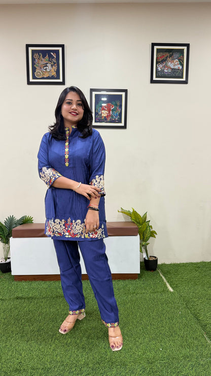 Women's Viscose Vatican Silk Co-ord Set with Handwork and Sequins Embroidery – L to 3XL