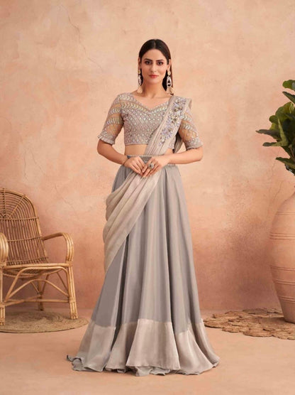 fancy ready to wear saree with unstitched net blouse Mani’s Ready to Wear