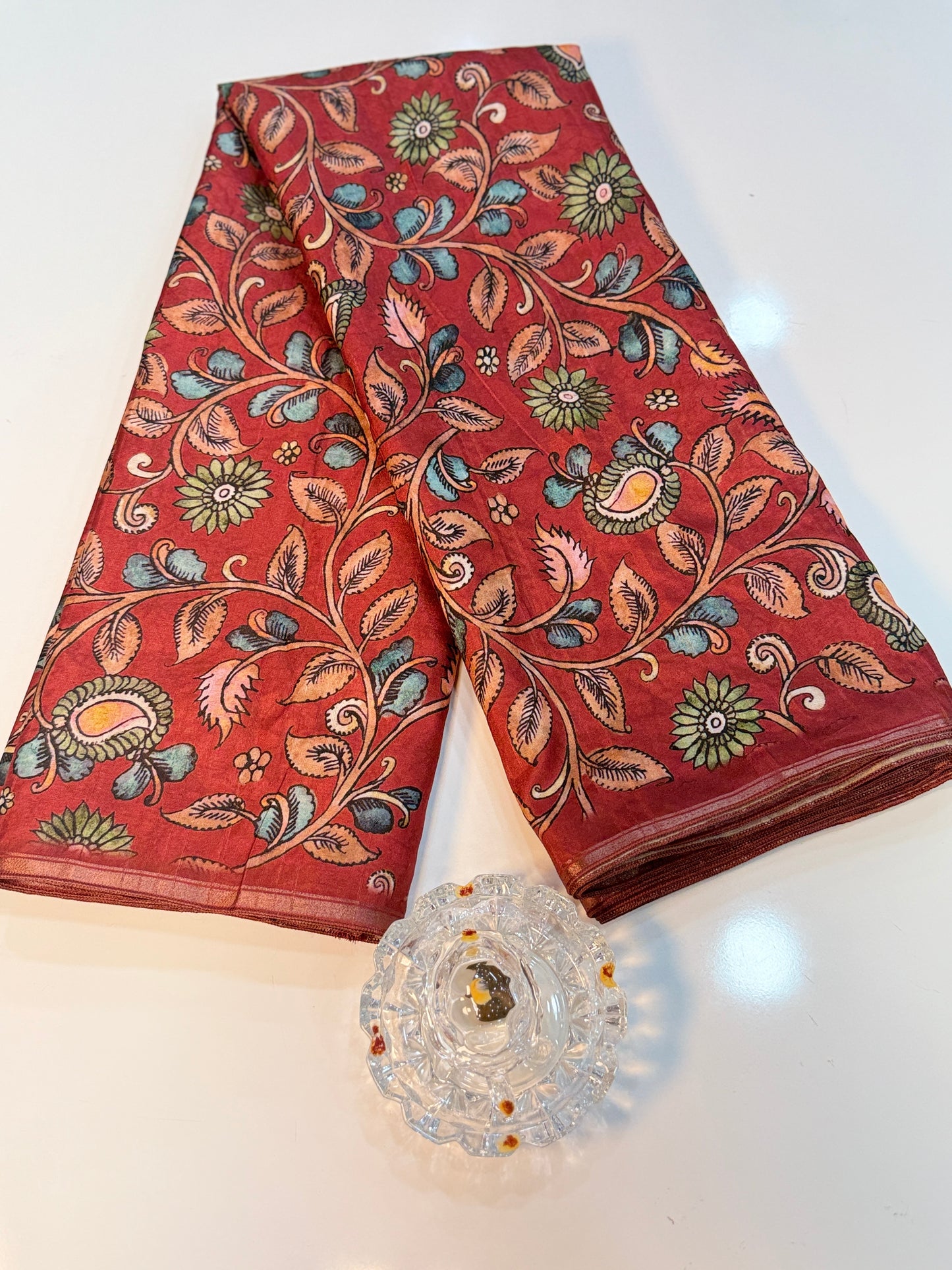 Kota Silk Printed Saree with Floral Design and Contrast Pallu for Women