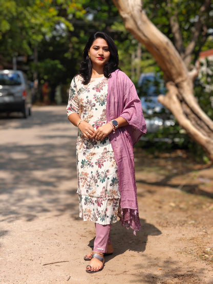 Handcrafted Modal Silk Kurti with Pant & Heavy Work Dupatta – Sizes M to 3XL