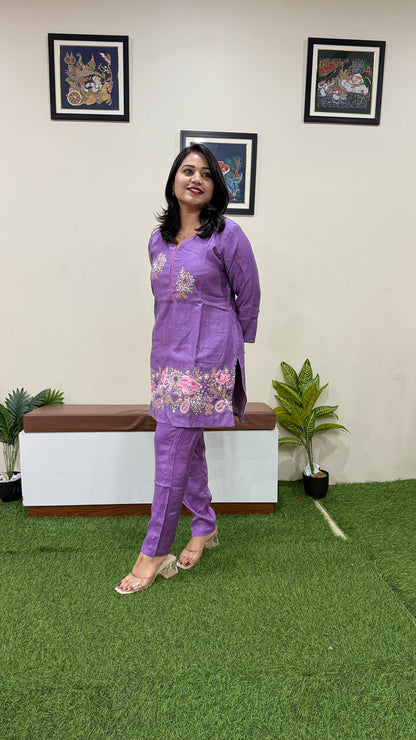 Women's Viscose Vatican Silk Co-ord Set with Handwork and Sequins Embroidery – L to 3XL