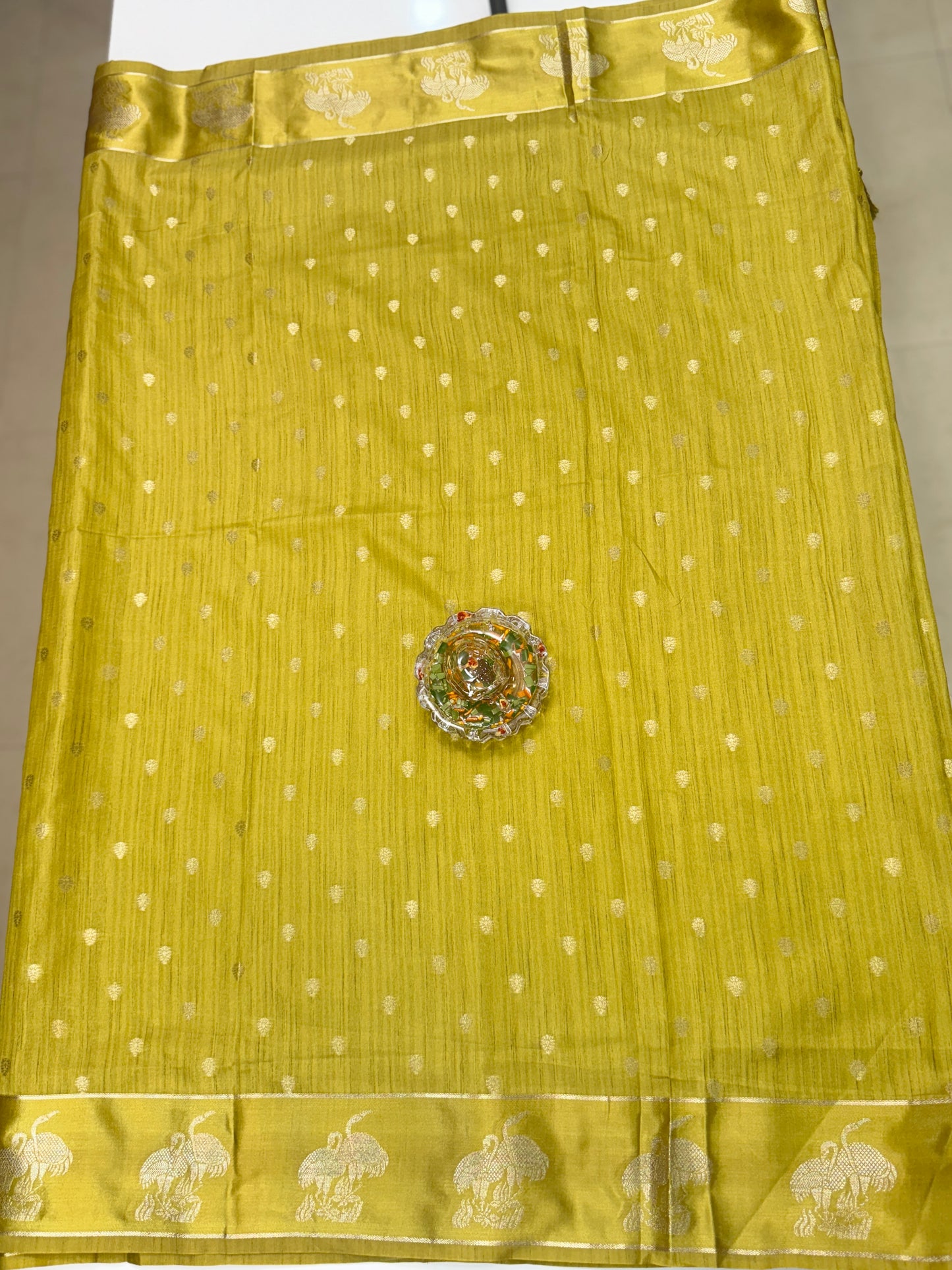 Tussar silk saree with satin border and zari woven motifs for women