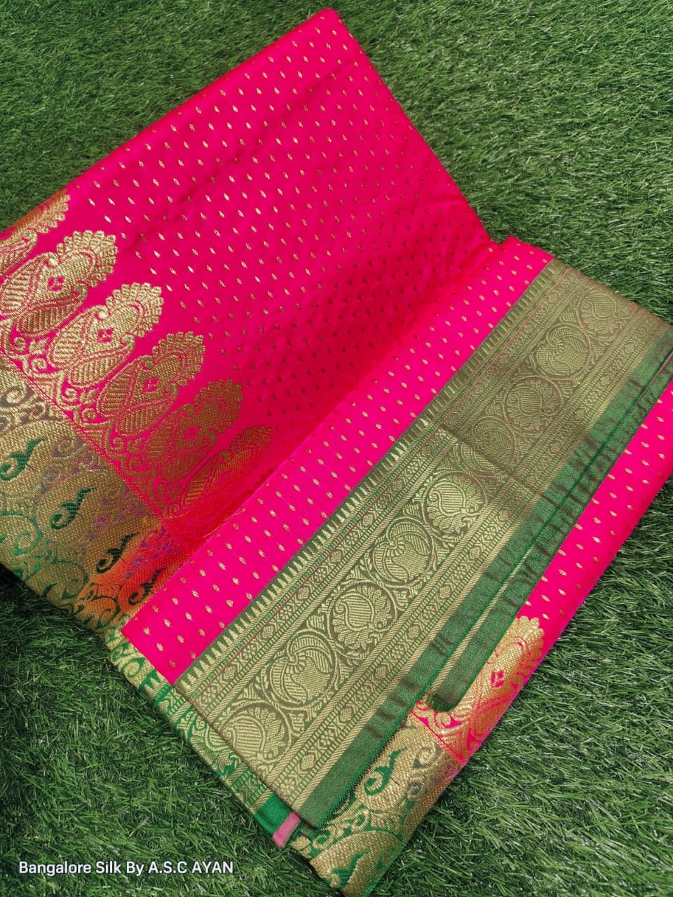 Bangalore Silk Saree with Pure Velvet Touch, Dual Tone Colour & All-Over Chunri Butta Design