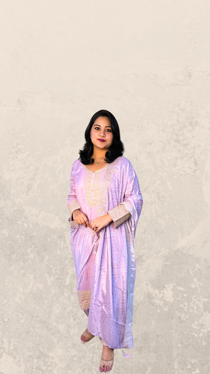 Viscose Jacquard Silk XL Size Suit Set with Digital Embroidered Dupatta – 3-Piece Festive Outfit for Women