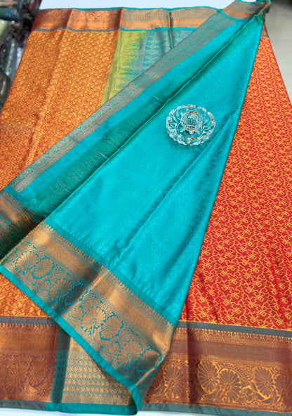 Soft Silk Saree with Samutrika Weaving and Contrast Zari Border for Women – Lightweight Festive Wear Saree