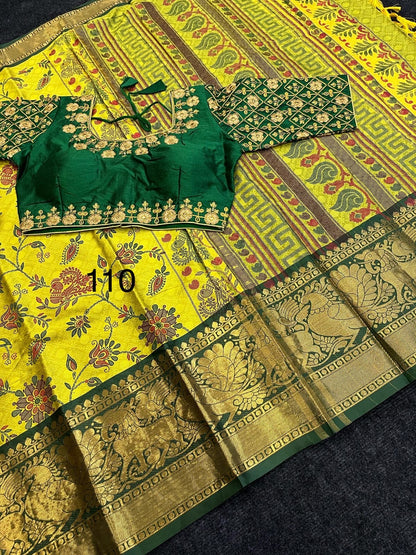 Elegant Jacquard Cotton Silk Saree with Maggam Free Size Blouse