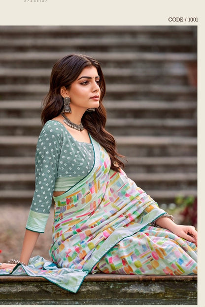 Women’s Pure Viscose Georgette Saree with Fancy Designer Blouse