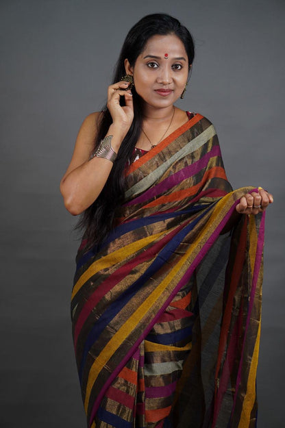 Cotton Saree with Intricate Jori Work and Blouse Piece for Women – Traditional Festive Wear