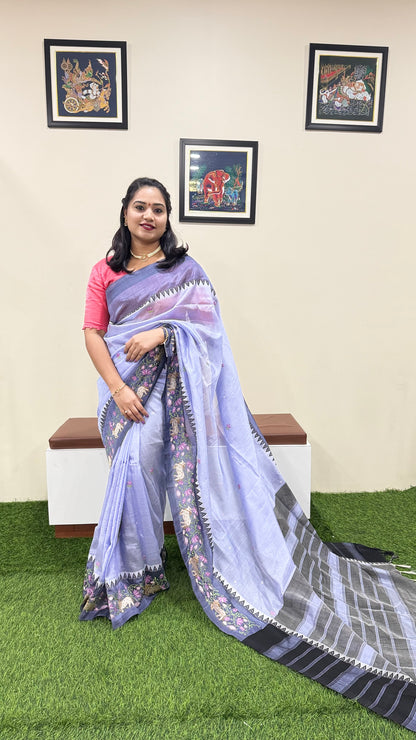 Temple Mangalgiri Pure Pattu Handloom Silk Saree with Embroidery Border