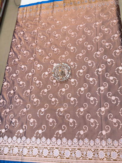 Mashru Katan Silk Saree with Zari Weaving Border and Blouse – Festive Wear for Women