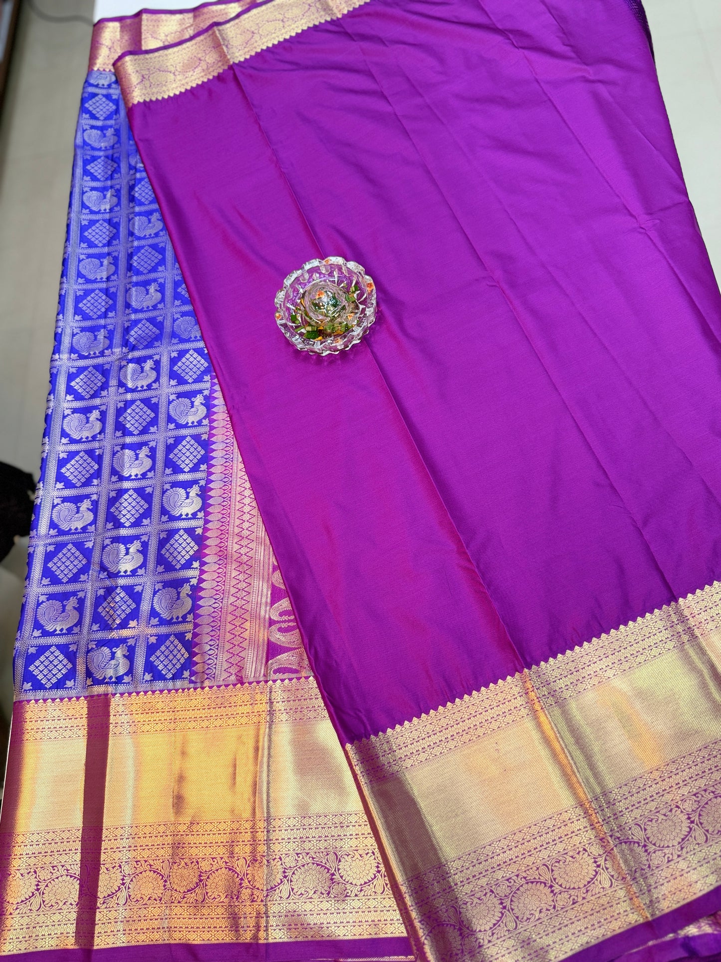 Semi Kanchi Pattu Brocade Saree with Zari Weaving and Contrast Border – Festive Wear
