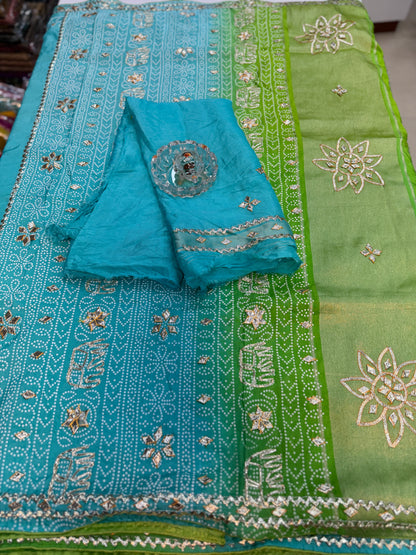 Pure Modal Silk Saree with Embroidered Border and Matching Blouse