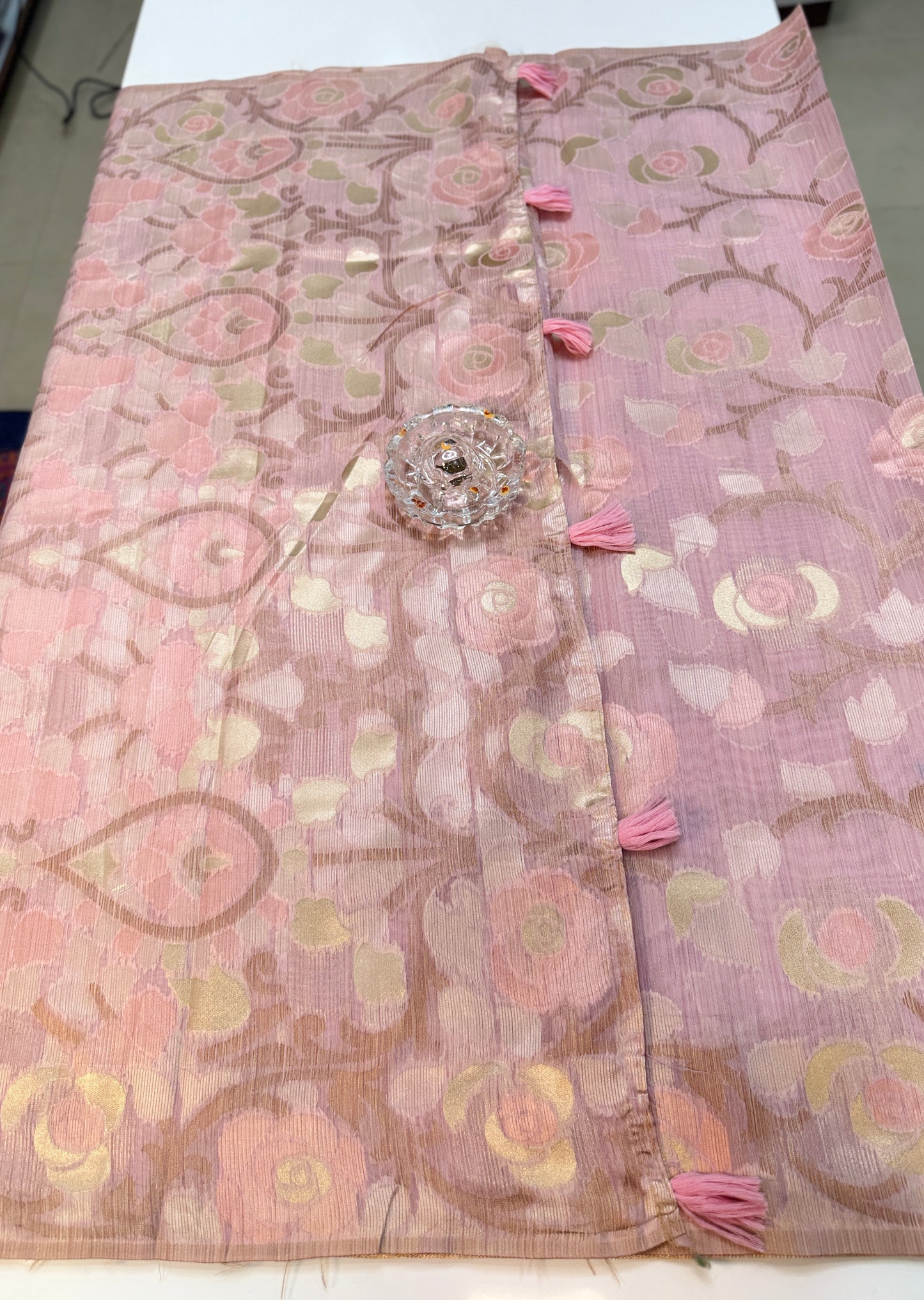 Jamdhani Cotton Saree with Zari Weave and Tassel Pallu – Pastel Festive Wear