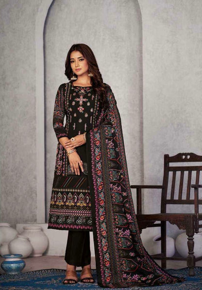 Soft Cotton Embroidered Suit Set with Swarovski Work and Mal Mal Dupatta for Women