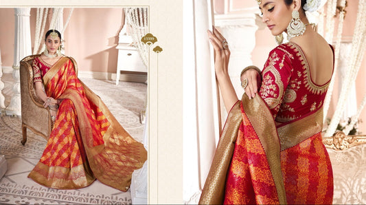 banarasi saree with zari weaving and embroidered silk blouse – festive ethnic wear for women