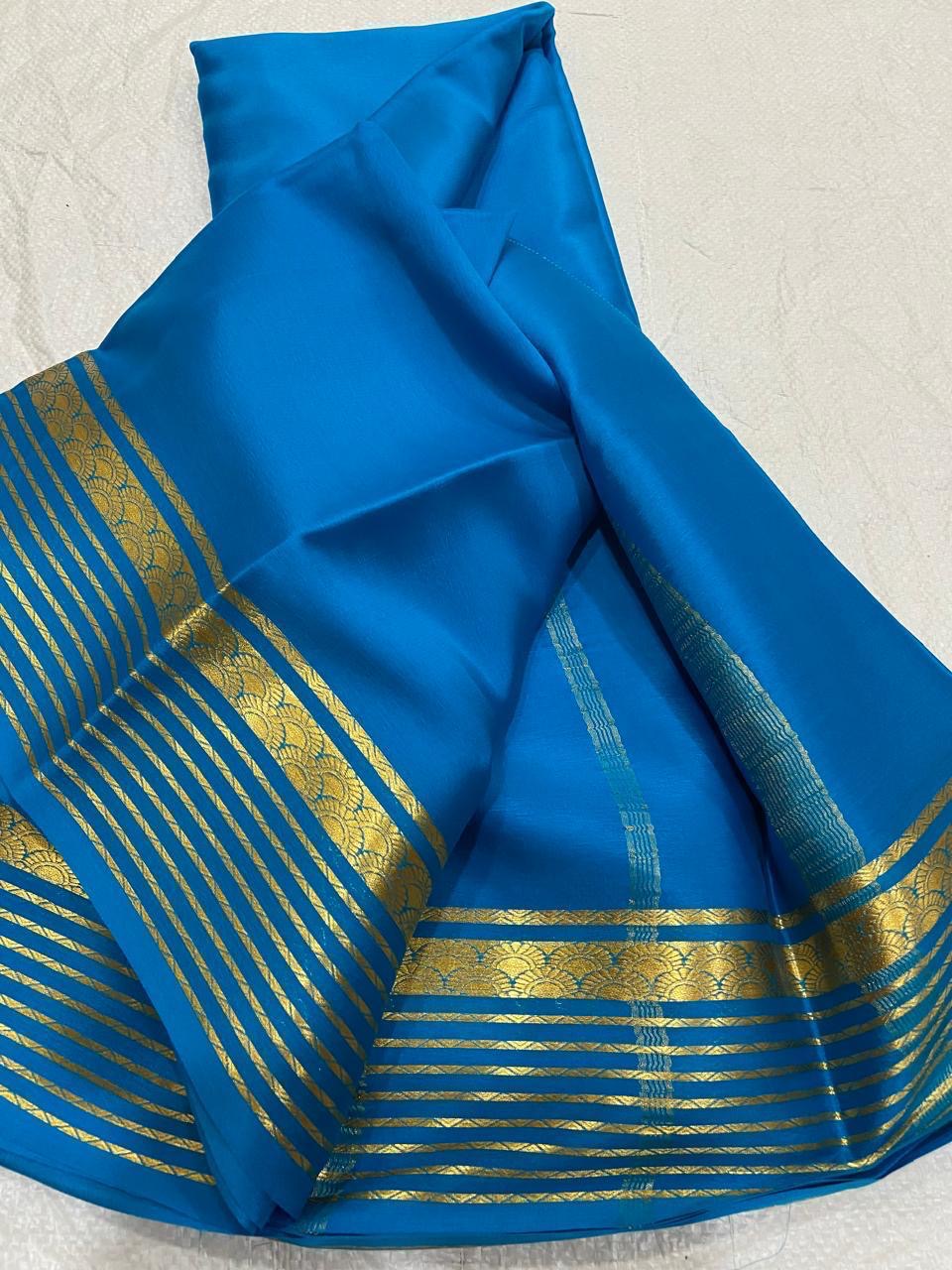 Pure Crepe Mysore Silk Saree for Women – Silk Mark Certified Lightweight Traditional Saree