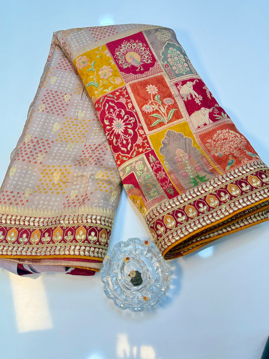 Pure Dola silk saree with position weaving and embroidered blouse – premium ethnic wear for weddings and festive occasions