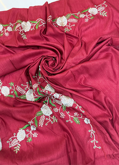 Soft Brasso Printed Saree with Fancy Border, Tassel Pallu and Work Blouse for Women – Party and Festival Wear