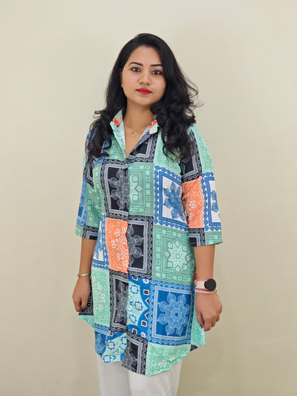 Printed Rayon Short Kurti with Stretchable Lycra Plazzo Set for Women – Digital Print, M to XXL