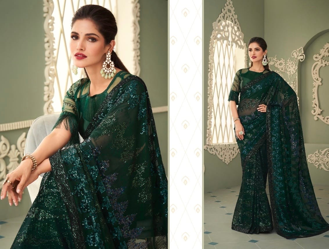 Smooth Georgette Saree with Fancy Unstitched Blouse – Festive Wear Saree for Women