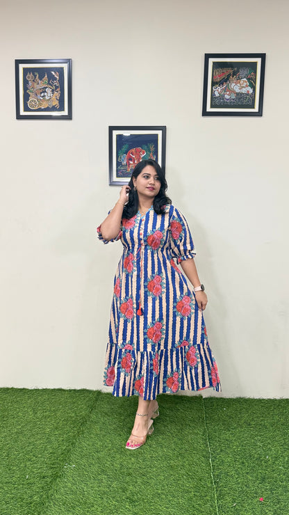 Premium Cotton Tunnel Tunic Midi Dress with Lace Detailing – Women’s Ethnic-Fusion Wear (Sizes 38 to 44)